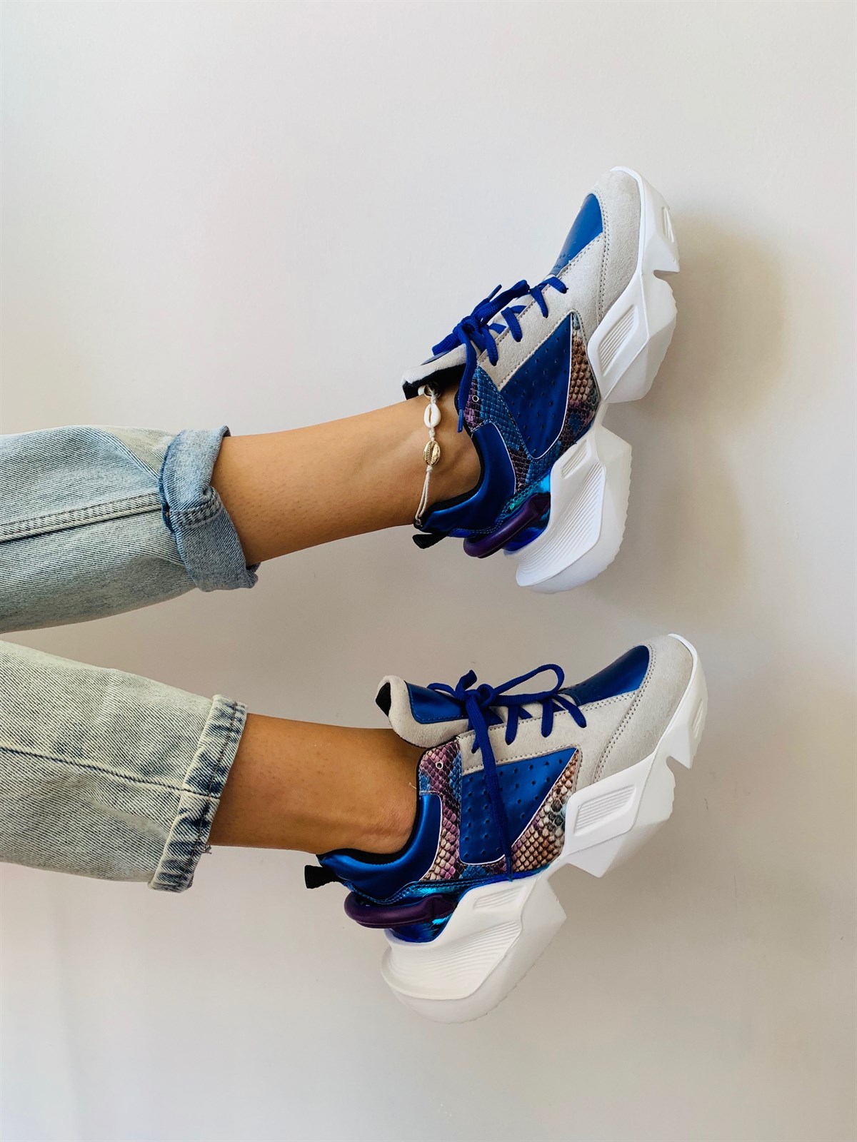 kahverengi Cornwall hain  Mavi Sneakers Pirlo Kadın Spor Ayakkabı