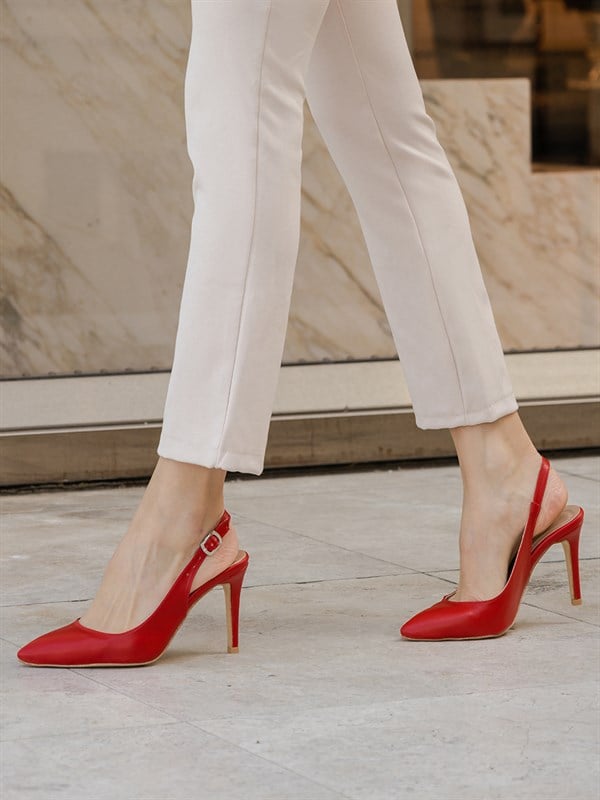 Kırmızı Mat 9 Cm Topuklu Ayakkabı Leila