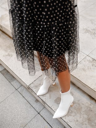 Beyaz 9 cm Şeffaf Topuklu Kadın Ayakkabı Merlot