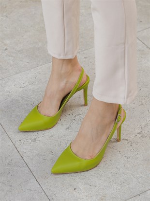 Fıstık Yeşili Mat 9 Cm Topuklu Ayakkabı Leila