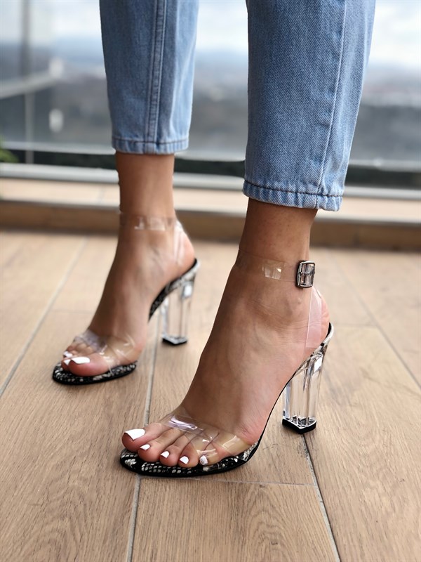 Yılan Şeffaf Topuklu Kadın Ayakkabı Victoria